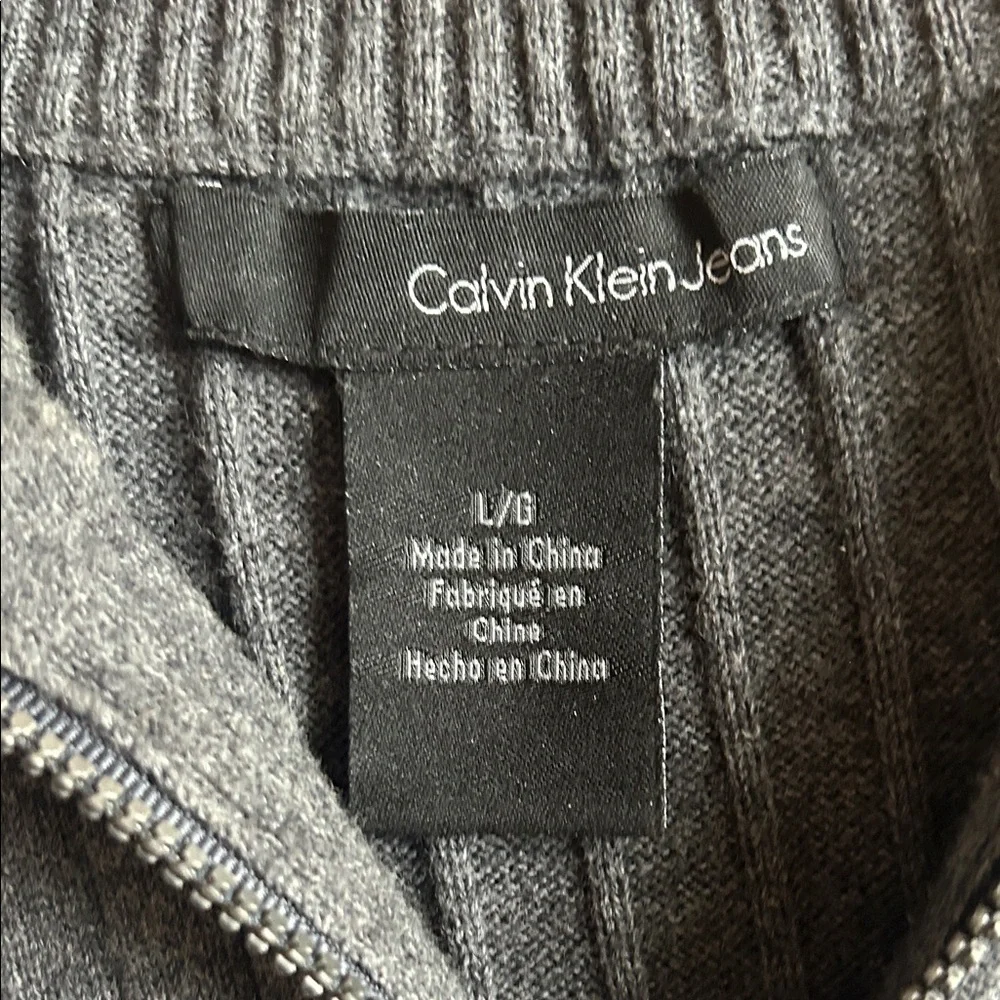 Calvin Klein Men's Charcoal Zip-Up Sweater - Picture 7 of 9